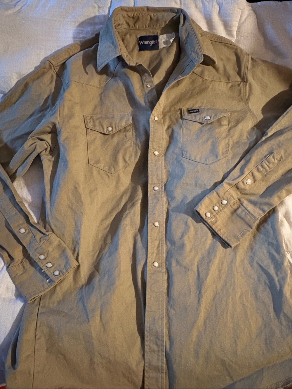 Wrangler Men's Long Sleeve Western Shirt in Tan Mens XL Brushopper Pearl Snap